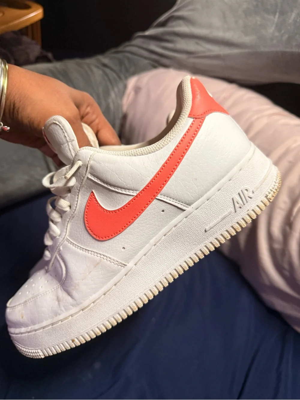 Nike Women’s Low-Top Sneakers White with Coral Swoosh